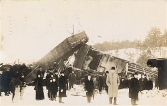(TRAIN ACCIDENTS) Group 48 photographs of train wrecks, including head-on collisions, derailments,